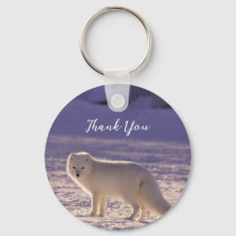 Vinterfotografi för Cute White Arktis Fox Snö Nyckelring