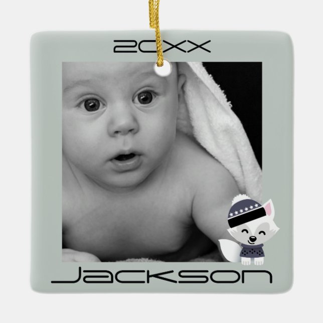 Vinterfoxor Julgransprydnad Keramik (Framsida)