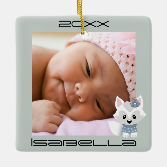 Vinterfoxor Julgransprydnad Keramik (Framsida)