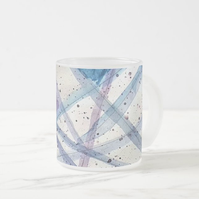 Vinterfrost Abstrakt Akvarell Frostad Glas Mugg (Framsida höger)