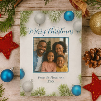 Vinterfrost Elegance Blue & Silver Ornaments Julkort