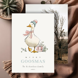 Vintergå Christmas Rolig Glad Goosmas Foto Julkort