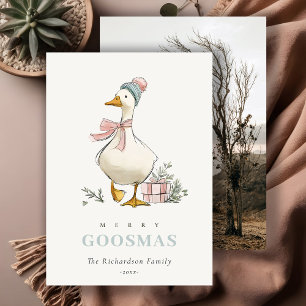 Vintergå Christmas Rolig Glad Goosmas Foto Julkort