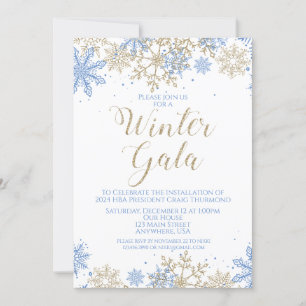 Vintergala Blå och Guld Inbjudan