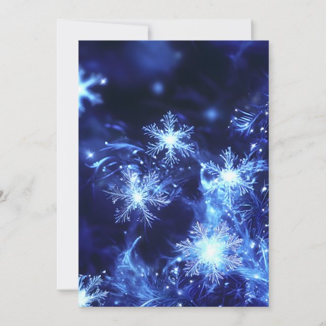 Vinterglitter Blå Snöflingor Meddelande (Framsida)