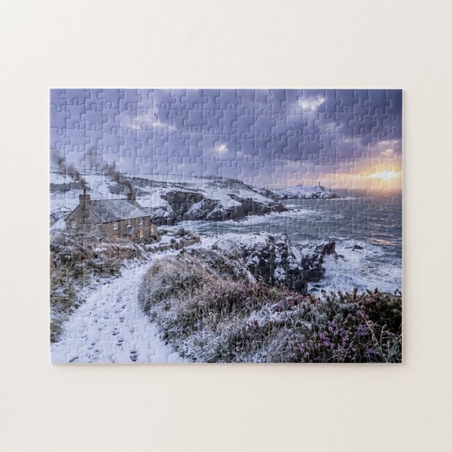 Vinterglöd längs Cornish-kusten Pussel (Horisontell)