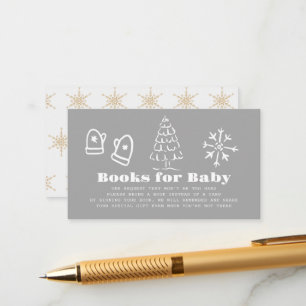 Vintergrå för hand ritad Baby Shower Bokförfrågan Tilläggskort