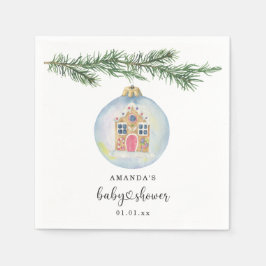 Vintergren med baby shower leksak  pappersservett