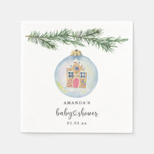Vintergren med baby shower leksak  pappersservett