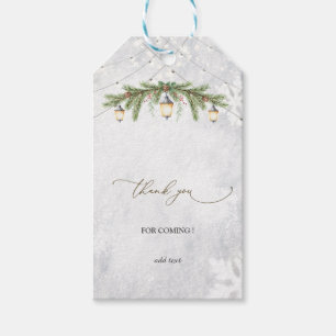 Vintergrenar Lykta Snöflingor Bröllop Presentetikett