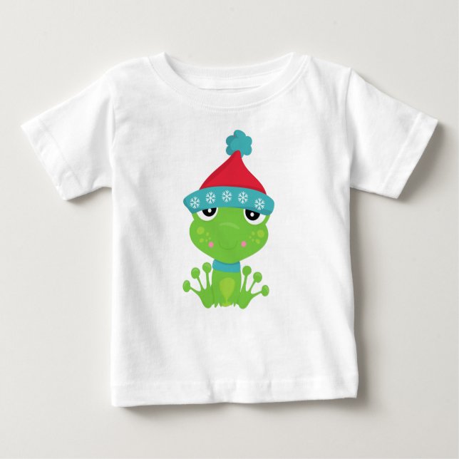 Vintergrodor, cute Frog, Grönt Frog, Scarf, Hat T Shirt (Framsida)