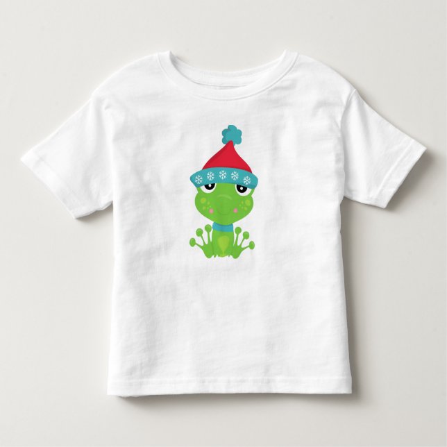 Vintergrodor, cute Frog, Grönt Frog, Scarf, Hat T Shirt (Framsida)