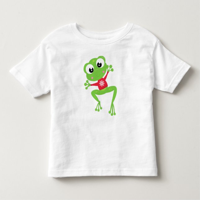 Vintergrodor, cute Frog, Grönt Frog, sötare T Shirt (Framsida)