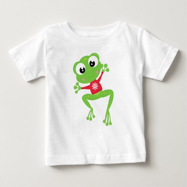 Vintergrodor, cute Frog, Grönt Frog, sötare T Shirt (Framsida)