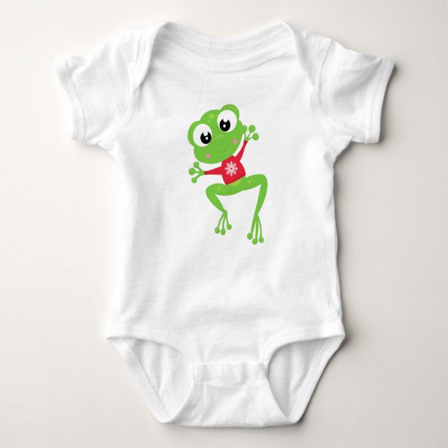 Vintergrodor, cute Frog, Grönt Frog, sötare T Shirt (Framsida)