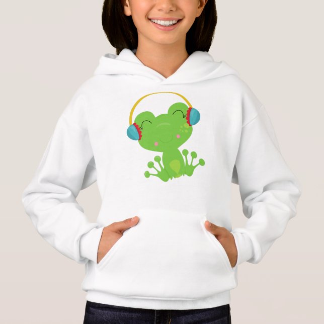 Vintergrog, Cute Frog, Grönt Frog, öronsvampar T Shirt (Framsida)