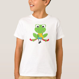Vintergrog, Cute Frog, Grönt Frog, Skis, Skiing T Shirt