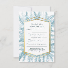 Vintergrön blad, vattenfärg, grått-blått OSA kort