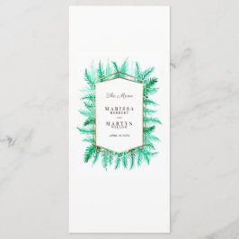 Vintergrön bladvattenfärg grönt bröllop meny