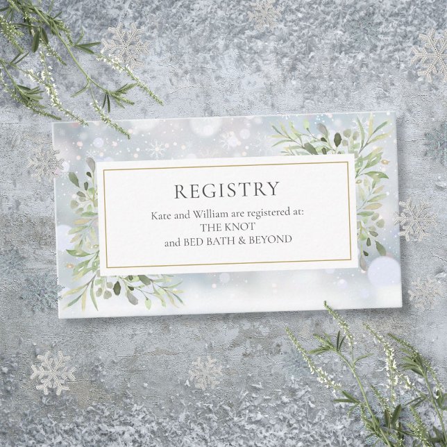 Vintergrön bröllopsdusch presentregistrering tilläggskort (Winter Greenery Wedding Shower Gift Registry Enclosure Card)