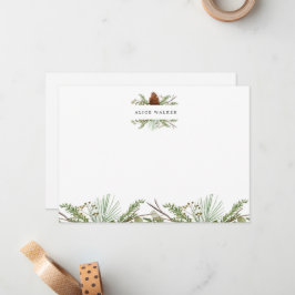 Vintergrön Elegant Monogram Notkortsidé Anteckningskort