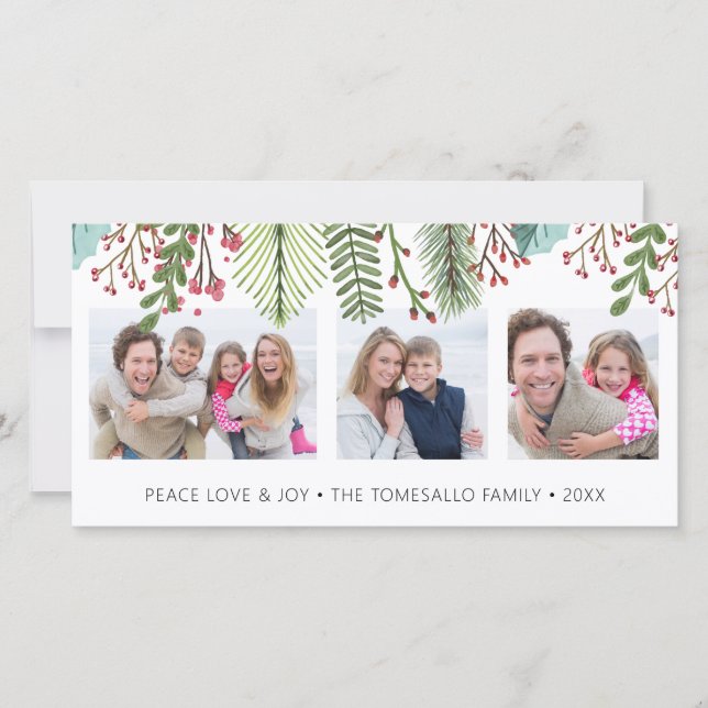 Vintergrön Foto Collage Julkort (Framsida)