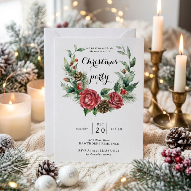 Vintergrön julfirande  inbjudningar (Skapare uppladdad)
