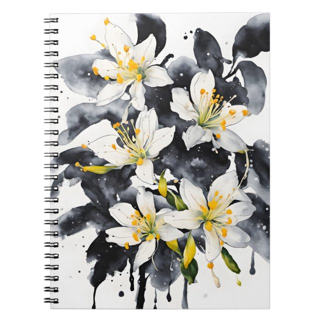 Vintergrön kaprifol - Akvarell blommor Anteckningsbok (Framsidan)