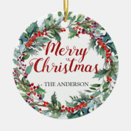 Vintergrön prydnad för julkranfoto julgransprydnad keramik