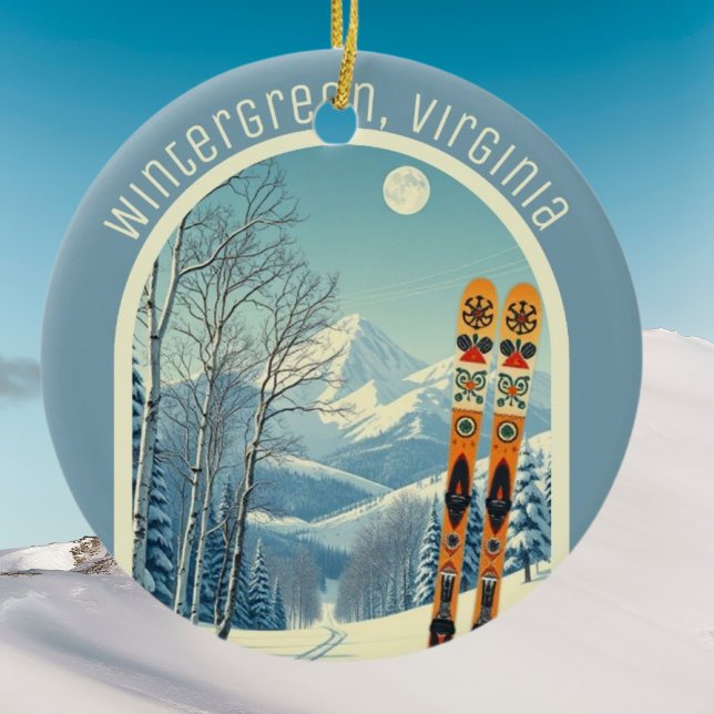 Vintergrön Virginia skid souvenir  Julgransprydnad Keramik (Skapare uppladdad)