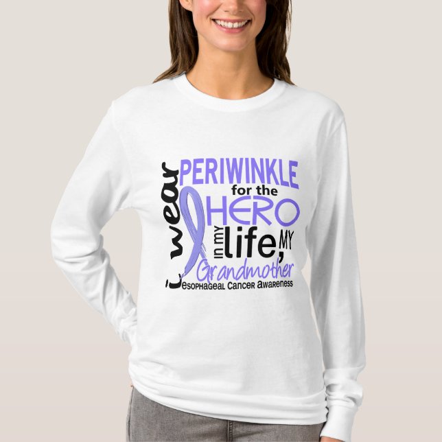 Vintergröna för Esophageal cancer för hjältefarmor Tee Shirt (Framsida)