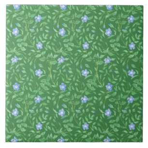 Vintergrönablåttmörk - grön Land-stil blommigt Kakelplatta