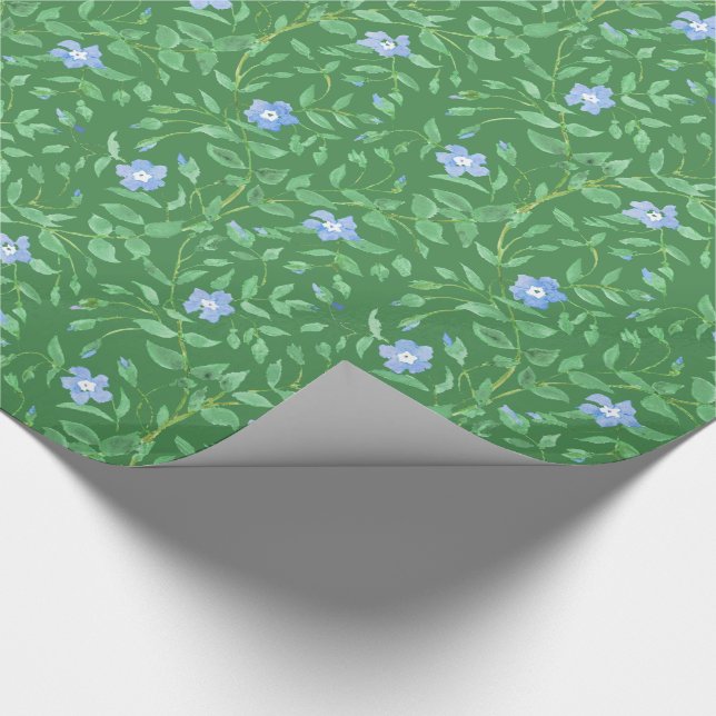 Vintergrönablåttmörk - grön Land-stil blommigt Presentpapper (Hörn)