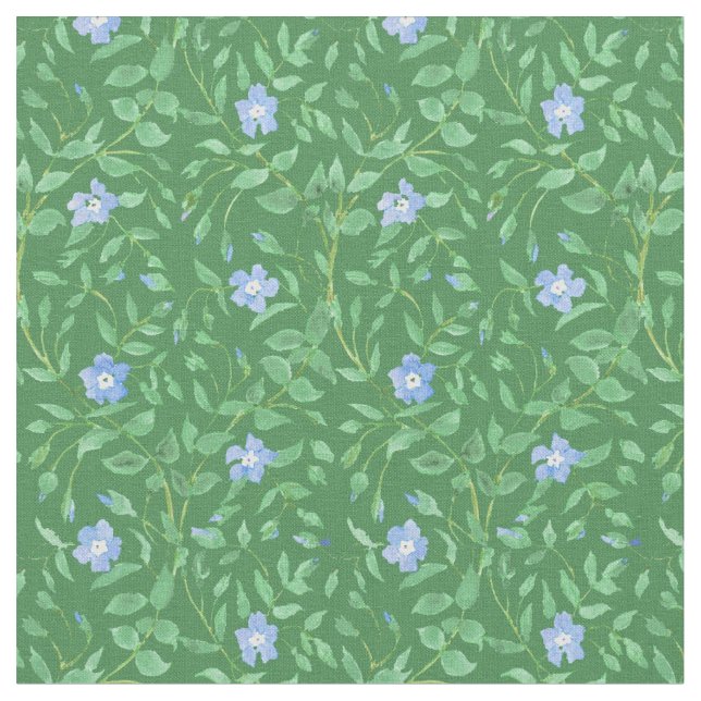 Vintergrönablåttmörk - grön Land-stil blommigt Tyg (Närbild)