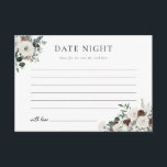 Vintergrönhet Blommiga Dejtingsnattidéer Tilläggskort<br><div class="desc">Vi presenterar vårt fantastiska vinterblommiga bröllopsdusch "Dejtingsnattidéer"-följekort,  med en vacker blommig design gjord av buketter med vita rosor och vintergrönhet,  tallkottar och eukalyptus.</div>