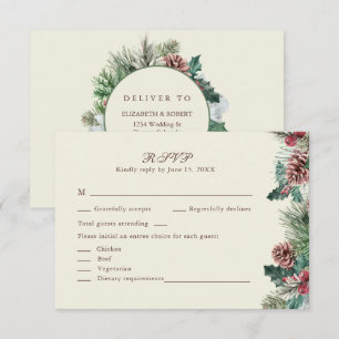 Vintergrönhet Bröllop RSVP-kort Tack Kort