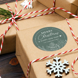 Vintergrönhet God Jul Personlig Runt Klistermärke