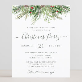 Vintergrönhet julfirande partyinbjudan