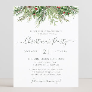 Vintergrönhet julfirande partyinbjudan