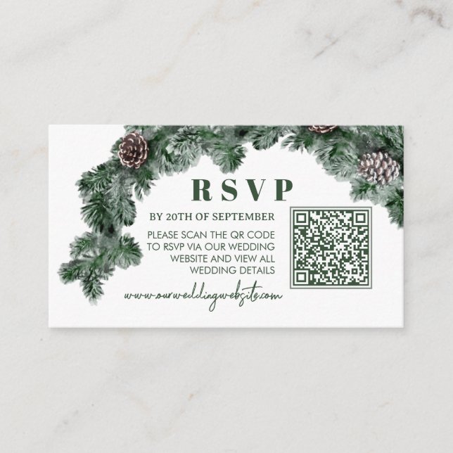 Vintergrönhet Kott Jul RSVP Tilläggskort (Framsida)