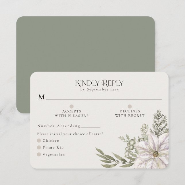 Vintergrönsak Grön Moss RSVP-kort Måltidsalternati OSA Kort (Fram/baksida)