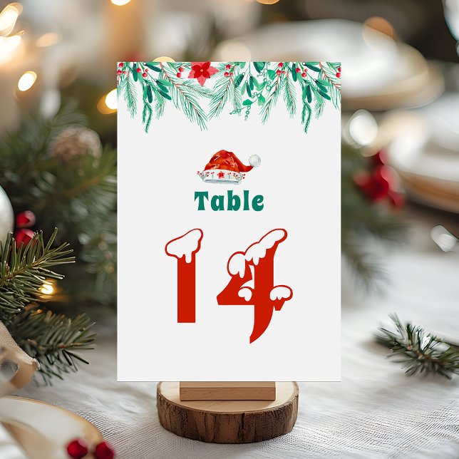 Vintergrönsak Santa Hatt Jul Tema Bordsnummer (Skapare uppladdad)