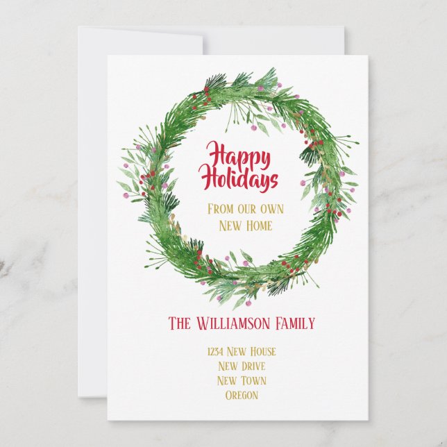 Vintergrönska  Nytt hem God jul Julkort (Framsida)