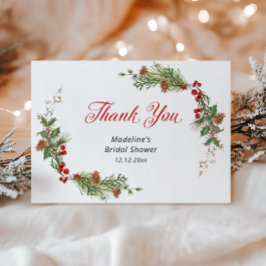 Vintergrönt bröllopskaffe tack kort