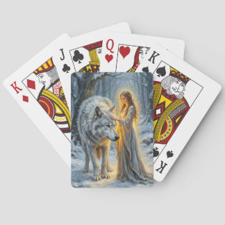 Vintergudinna & Vit Varg Casinokort