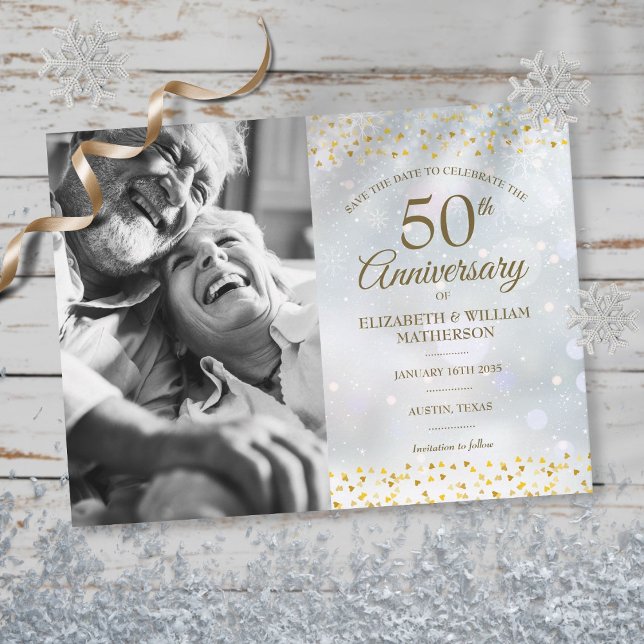Vintergyllene 50-årsjubileum Spara datumfoto Meddelande Vykort (Skapare uppladdad)