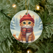 Vinterhalsduk Katt Jul Katt med Plaid Halsduk
