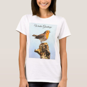 Vinterhälsningar. Rödhake sjunger T Shirt