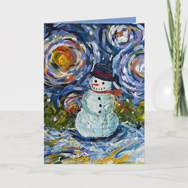 Vinterhälsningskort för snögubbe kort (Framsida)