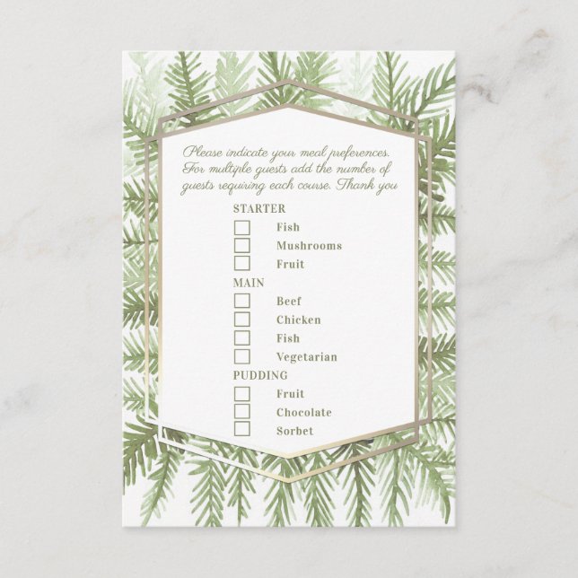 Vinterhändelse för val av måltid - grönt, omgrön k tilläggskort (Framsida)